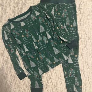 Little Sleepies Viscose Bamboo Kids Pajama set in Green Christmas trees - 3T